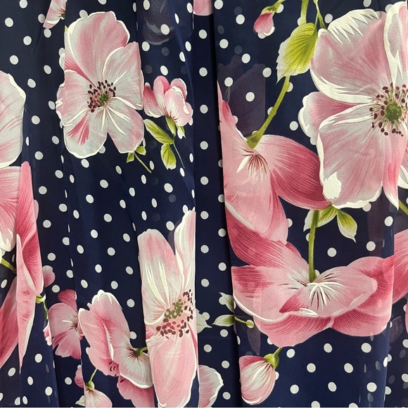 Navy Pink Summer Casual Floral Sleeveless Tank Dress Size 12 Robbie Bee - Picture 3 of 5